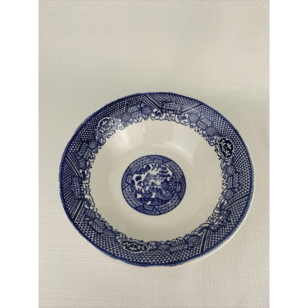 Royal Cuthbertson China (USA) Willow Ware Blue Round Serving Bowl